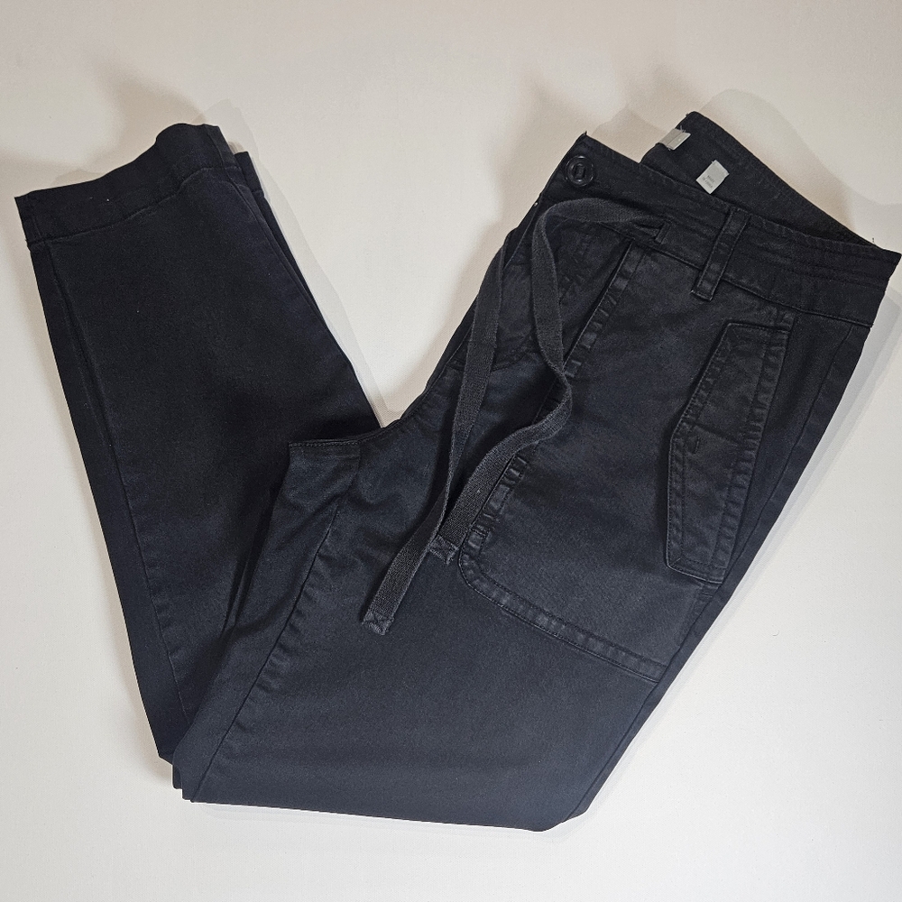 Vince Womens Casual Pants Size 8 Black Adjustable Straight Leg Goth Grunge Style
